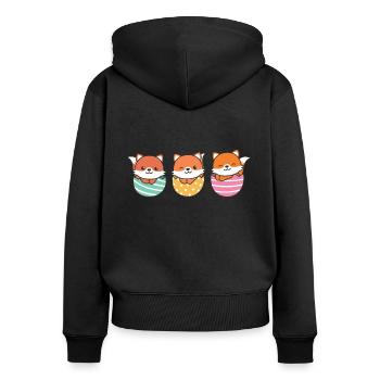 renards doux à Pâques avec œufs de Pâques renard - Sweat à capuche zippé Premium bio Femme - noir - Dos - Julia (174cm)