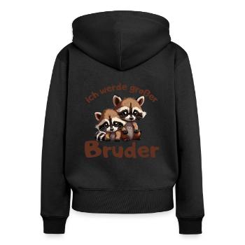 Ich werde großer Bruder 2023 für Geschwister - Frauen Premium Bio Zip Hoodie - Schwarz - Hinten - Julia (174cm)