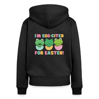 grenouilles douces à Pâques avec œufs de Pâques grenouille - Sweat à capuche zippé Premium bio Femme - noir - Dos - Julia (174cm)