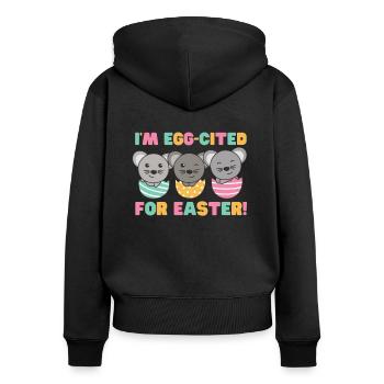 souris mignonnes à Pâques avec des œufs de Pâques souris - Sweat à capuche zippé Premium bio Femme - noir - Dos - Julia (174cm)
