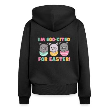 cute rhinos at Easter with Easter eggs rhino - Women's Premium Organic Zip Hoodie - black - Back - Julia (174cm)
