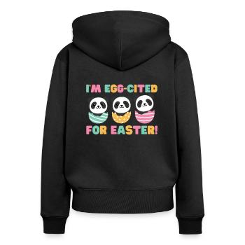 süße Pandas zu Ostern mit Ostereiern Panda - Frauen Premium Bio Zip Hoodie - Schwarz - Hinten - Julia (174cm)