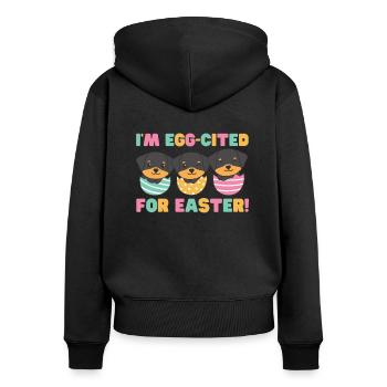 cute dogs at Easter with Easter eggs Rottweiler - Women's Premium Organic Zip Hoodie - black - Back - Julia (174cm)