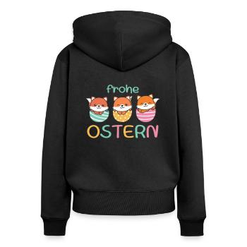 süße Füchse zu Ostern mit Ostereiern Fuchs - Frauen Premium Bio Zip Hoodie - Schwarz - Hinten - Julia (174cm)
