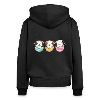 cute dogs at Easter with Easter eggs Dalmatians - Women's Premium Organic Zip Hoodie - black - Back - Julia (174cm)