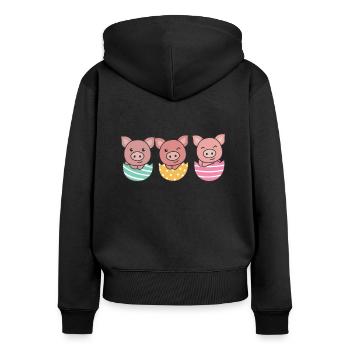 cochons doux à Pâques avec œufs de Pâques porc - Sweat à capuche zippé Premium bio Femme - noir - Dos - Julia (174cm)