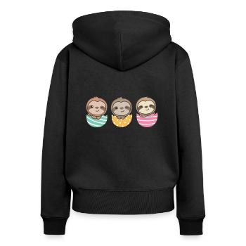 süße Faultiere zu Ostern mit Ostereiern Faultier - Frauen Premium Bio Zip Hoodie - Schwarz - Hinten - Julia (174cm)