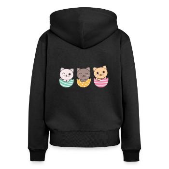 cute cats at Easter with Easter eggs cat - Women's Premium Organic Zip Hoodie - black - Back - Julia (174cm)