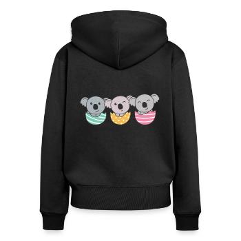 koalas doux pour Pâques avec œufs de Pâques koala - Sweat à capuche zippé Premium bio Femme - noir - Dos - Julia (174cm)