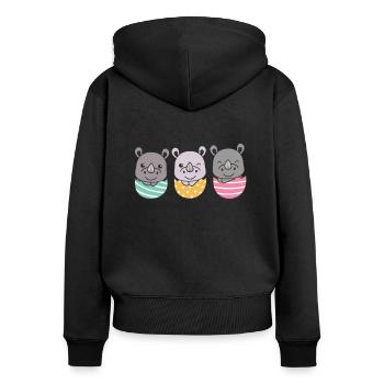rhinocéros mignons à Pâques avec des œufs de Pâques rhinocéros - Sweat à capuche zippé Premium bio Femme - noir - Dos - Julia (174cm)