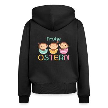 süße Affen zu Ostern mit Ostereiern Affe - Frauen Premium Bio Zip Hoodie - Schwarz - Hinten - Julia (174cm)