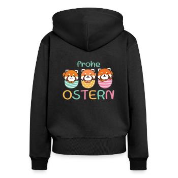 süße Rote Pandas zu Ostern mit Ostereiern - Frauen Premium Bio Zip Hoodie - Schwarz - Hinten - Julia (174cm)