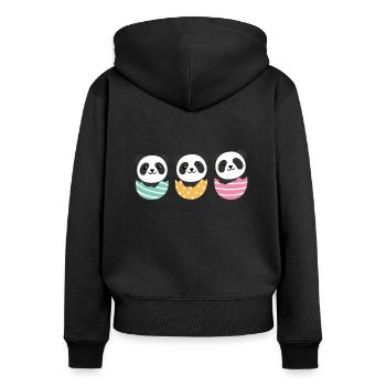 süße Pandas zu Ostern mit Ostereiern Panda - Frauen Premium Bio Zip Hoodie - Schwarz - Hinten - Julia (174cm)