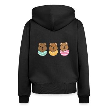 quokkas sucrés pour Pâques avec des œufs de Pâques quokka - Sweat à capuche zippé Premium bio Femme - noir - Dos - Julia (174cm)