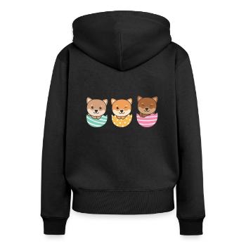 cute dogs for Easter with Easter eggs Shiba Inu - Women's Premium Organic Zip Hoodie - black - Back - Julia (174cm)