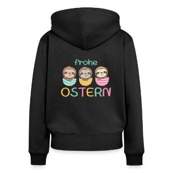 süße Faultiere zu Ostern mit Ostereiern Faultier - Frauen Premium Bio Zip Hoodie - Schwarz - Hinten - Julia (174cm)