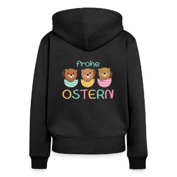 süße Bibern zu Ostern mit Ostereiern Biber - Frauen Premium Bio Zip Hoodie - Schwarz - Hinten - Julia (174cm)