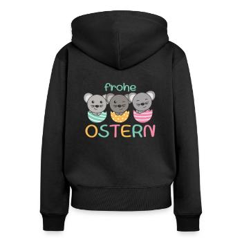 süße Mäuse zu Ostern mit Ostereiern Maus - Frauen Premium Bio Zip Hoodie - Schwarz - Hinten - Julia (174cm)