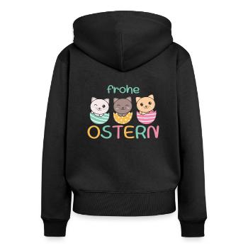 süße Katzen zu Ostern mit Ostereiern Katze - Frauen Premium Bio Zip Hoodie - Schwarz - Hinten - Julia (174cm)