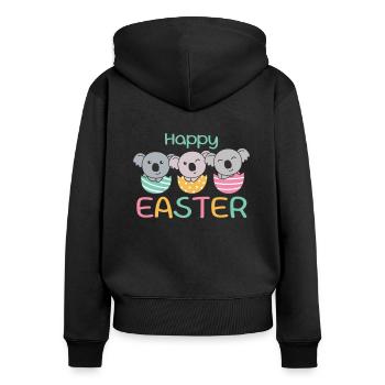 koalas doux pour Pâques avec œufs de Pâques koala - Sweat à capuche zippé Premium bio Femme - noir - Dos - Julia (174cm)