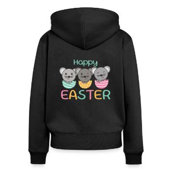 souris mignonnes à Pâques avec des œufs de Pâques souris - Sweat à capuche zippé Premium bio Femme - noir - Dos - Julia (174cm)