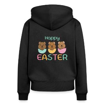 quokkas sucrés pour Pâques avec des œufs de Pâques quokka - Sweat à capuche zippé Premium bio Femme - noir - Dos - Julia (174cm)