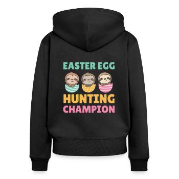 süße Faultiere zu Ostern mit Ostereiern Faultier - Frauen Premium Bio Zip Hoodie - Schwarz - Hinten - Julia (174cm)