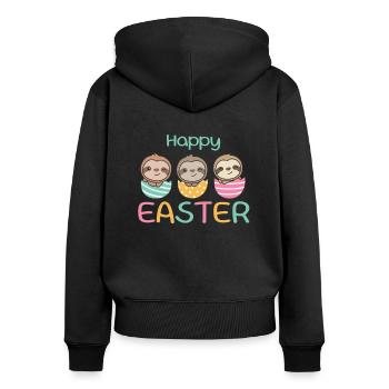 süße Faultiere zu Ostern mit Ostereiern Faultier - Frauen Premium Bio Zip Hoodie - Schwarz - Hinten - Julia (174cm)