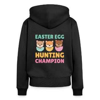 cute dogs for Easter with Easter eggs Shiba Inu - Women's Premium Organic Zip Hoodie - black - Back - Julia (174cm)