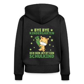 bye bye Kindergarten ich bin jetzt ein Schulkind - Frauen Premium Bio Zip Hoodie - Schwarz - Hinten - Julia (174cm)