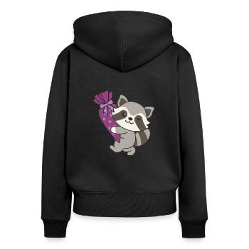 Bye bye Kindergarten Hello School Raccoon - Sweat à capuche zippé Premium bio Femme - noir - Dos - Julia (174cm)