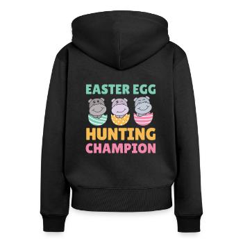 süße Hippos zu Ostern mit Ostereiern Hippo - Frauen Premium Bio Zip Hoodie - Schwarz - Hinten - Julia (174cm)