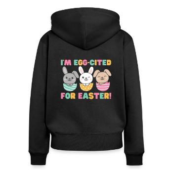 cute bunnies for Easter with Easter eggs bunny - Women's Premium Organic Zip Hoodie - black - Back - Julia (174cm)