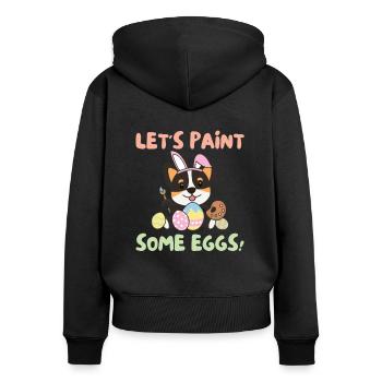 cute dogs for Easter Corgi - Women's Premium Organic Zip Hoodie - black - Back - Julia (174cm)