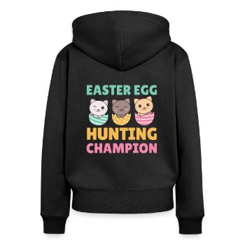 cute cats at Easter with Easter eggs cat - Women's Premium Organic Zip Hoodie - black - Back - Julia (174cm)