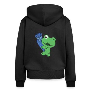 Bye bye Kindergarten Hello School Frog - Sweat à capuche zippé Premium bio Femme - noir - Dos - Julia (174cm)