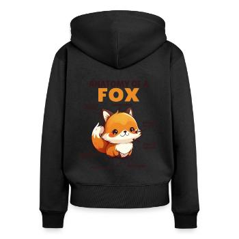 süßer Fuchs Erklärung Anatomy of a Fox - Frauen Premium Bio Zip Hoodie - Schwarz - Hinten - Julia (174cm)