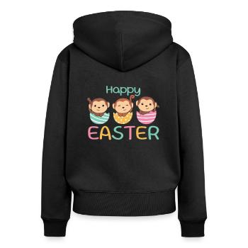süße Affen zu Ostern mit Ostereiern Affe - Frauen Premium Bio Zip Hoodie - Schwarz - Hinten - Julia (174cm)