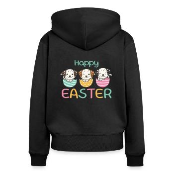 cute dogs at Easter with Easter eggs Dalmatians - Women's Premium Organic Zip Hoodie - black - Back - Julia (174cm)