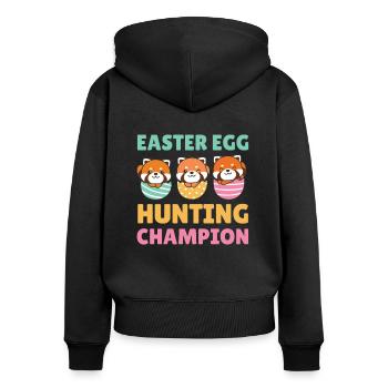 süße Roter Pandas zu Ostern mit Ostereiern Roter - Frauen Premium Bio Zip Hoodie - Schwarz - Hinten - Julia (174cm)