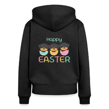 cute dogs at Easter with Easter eggs Rottweiler - Women's Premium Organic Zip Hoodie - black - Back - Julia (174cm)