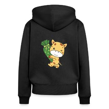 Bye bye Kindergarten Hello School Girafe - Sweat à capuche zippé Premium bio Femme - noir - Dos - Julia (174cm)