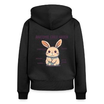 Anatomie eines Hasen lustige Kanninchen Erklärung - Frauen Premium Bio Zip Hoodie - Schwarz - Hinten - Julia (174cm)