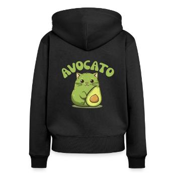 Avocato Avocado Katze lustige Essen grün - Frauen Premium Bio Zip Hoodie - Schwarz - Hinten - Julia (174cm)