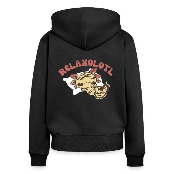 Relaxolotl Axolotl amoureux doux animaux relax - Sweat à capuche zippé Premium bio Femme - noir - Dos - Julia (174cm)