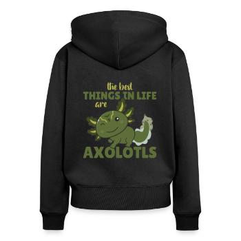 the best things in life are Axolotls süße Axololt - Women's Premium Organic Zip Hoodie - black - Back - Julia (174cm)