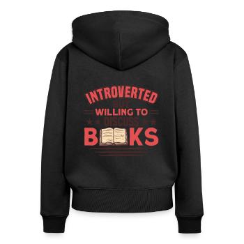 Book lover design with books for literature - Women's Premium Organic Zip Hoodie - black - Back - Julia (174cm)