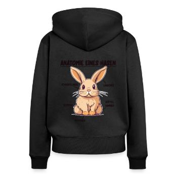 Anatomie eines Hasen lustige Kanninchen Erklärung - Frauen Premium Bio Zip Hoodie - Schwarz - Hinten - Julia (174cm)