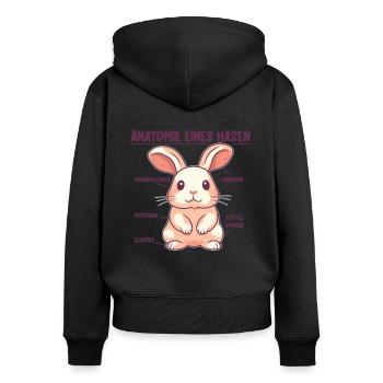 Anatomie eines Hasen lustige Kanninchen Erklärung - Frauen Premium Bio Zip Hoodie - Schwarz - Hinten - Julia (174cm)