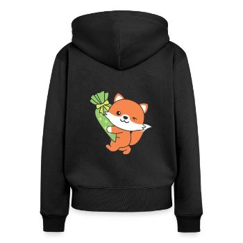 bye bye kindergarten hello school Fuchs - Women's Premium Organic Zip Hoodie - black - Back - Julia (174cm)